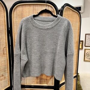 Gray Ribbed Knit Sweater